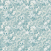 Whimsy- White and Teal Foliage (Sold By 1/2 Meter)